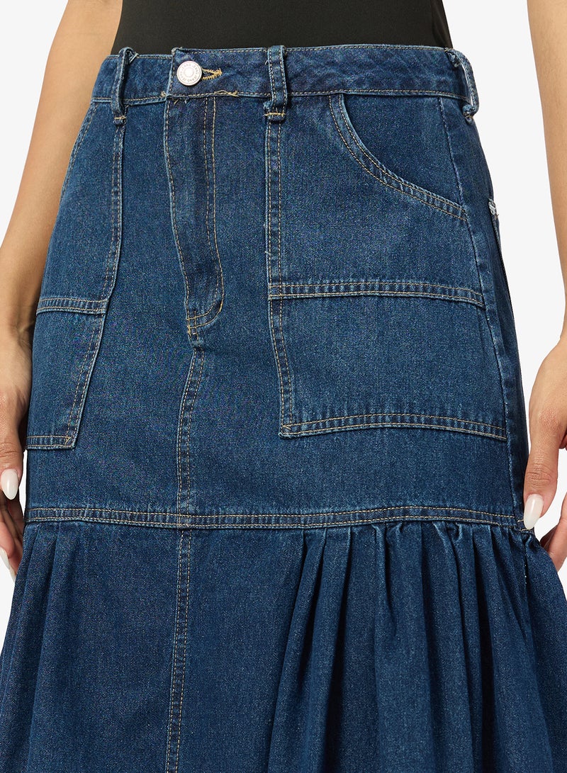 Ginger Denim Flared Midi Skirt - Image 3